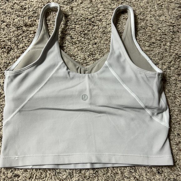 Lululemon Longline Bra Tank Top Womens 4 Light Gray Built In Shelf Bra Yoga - Picture 1 of 8